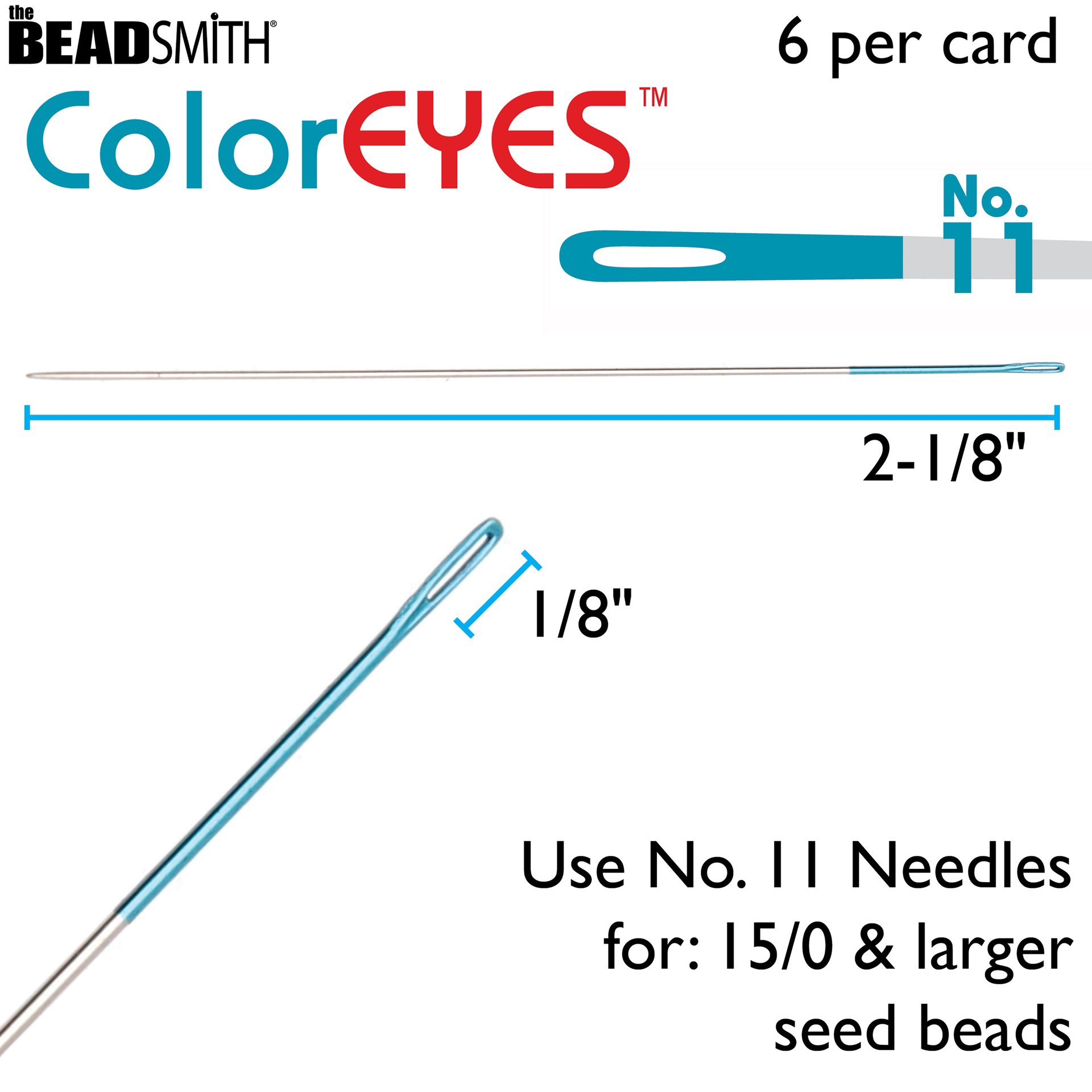 slide 3 of 6, The Beadsmith Coloreyes No.11 Beading Needles, 6ct., 6 ct