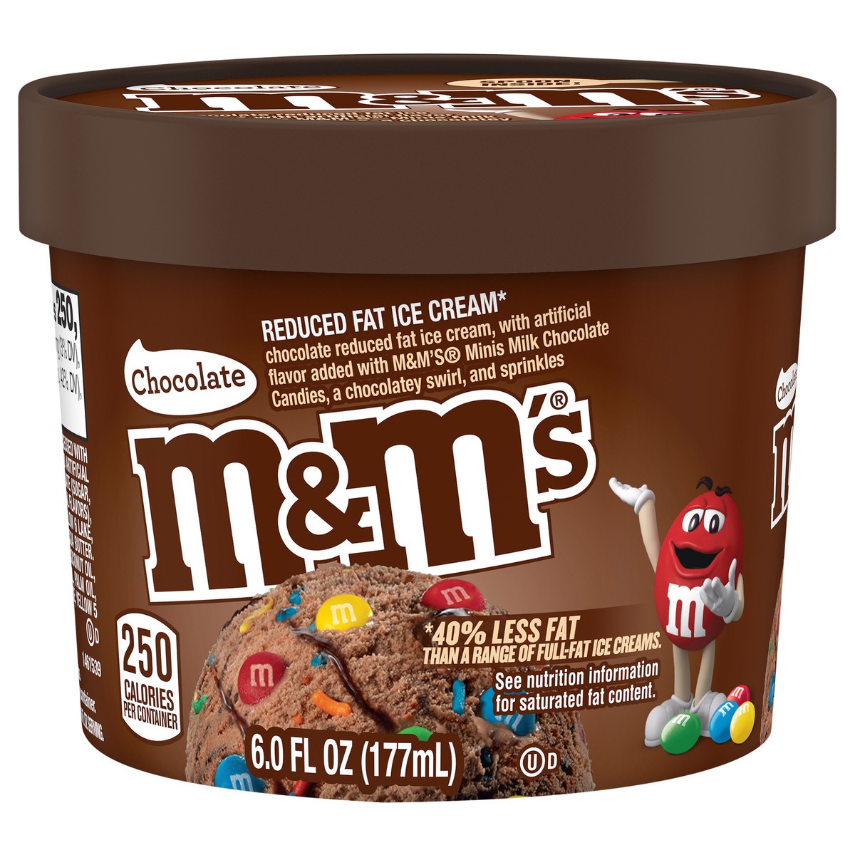 slide 1 of 4, M&M's Chocolate Ice Cream Cup 6 oz, 6 fl oz