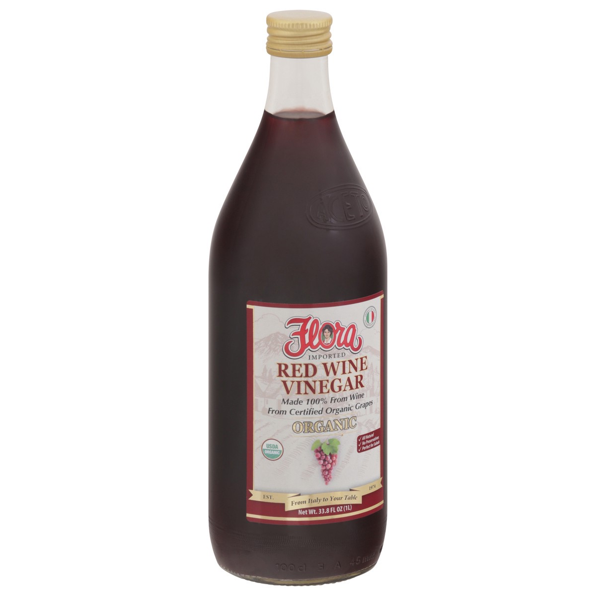 slide 3 of 13, Flora Organic Red Wine Vinegar 33.8 fl oz, 33.8 fl oz