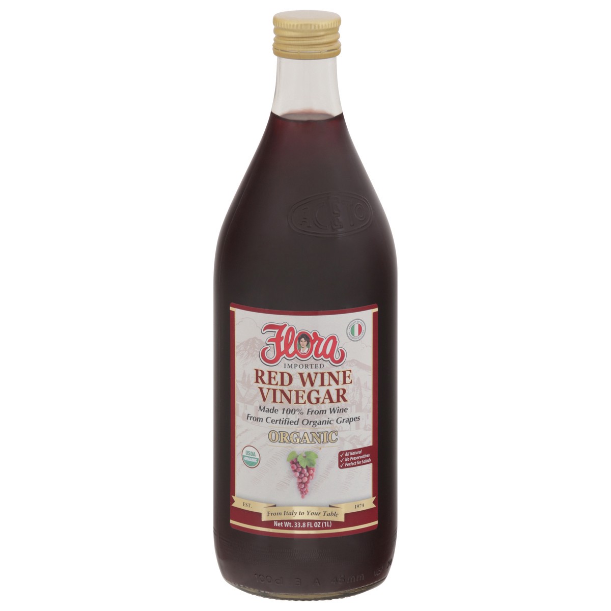 slide 1 of 13, Flora Organic Red Wine Vinegar 33.8 fl oz, 33.8 fl oz