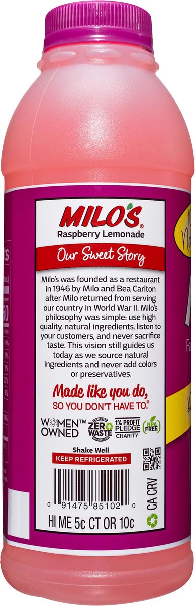 slide 5 of 9, Milo's Raspberry Lemonade - 20 fl oz, 20 fl oz
