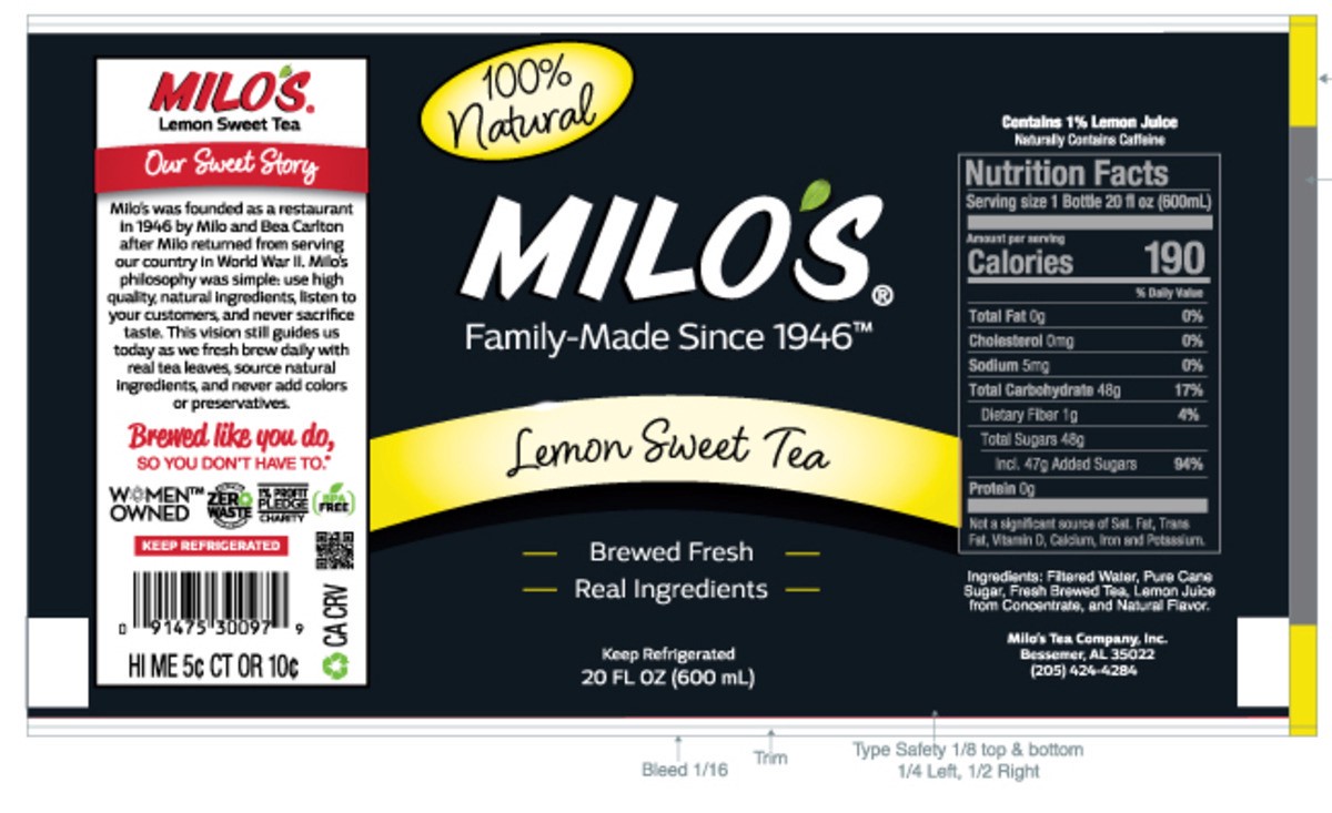 slide 9 of 9, Milo's Lemon Sweet Tea, 20 oz