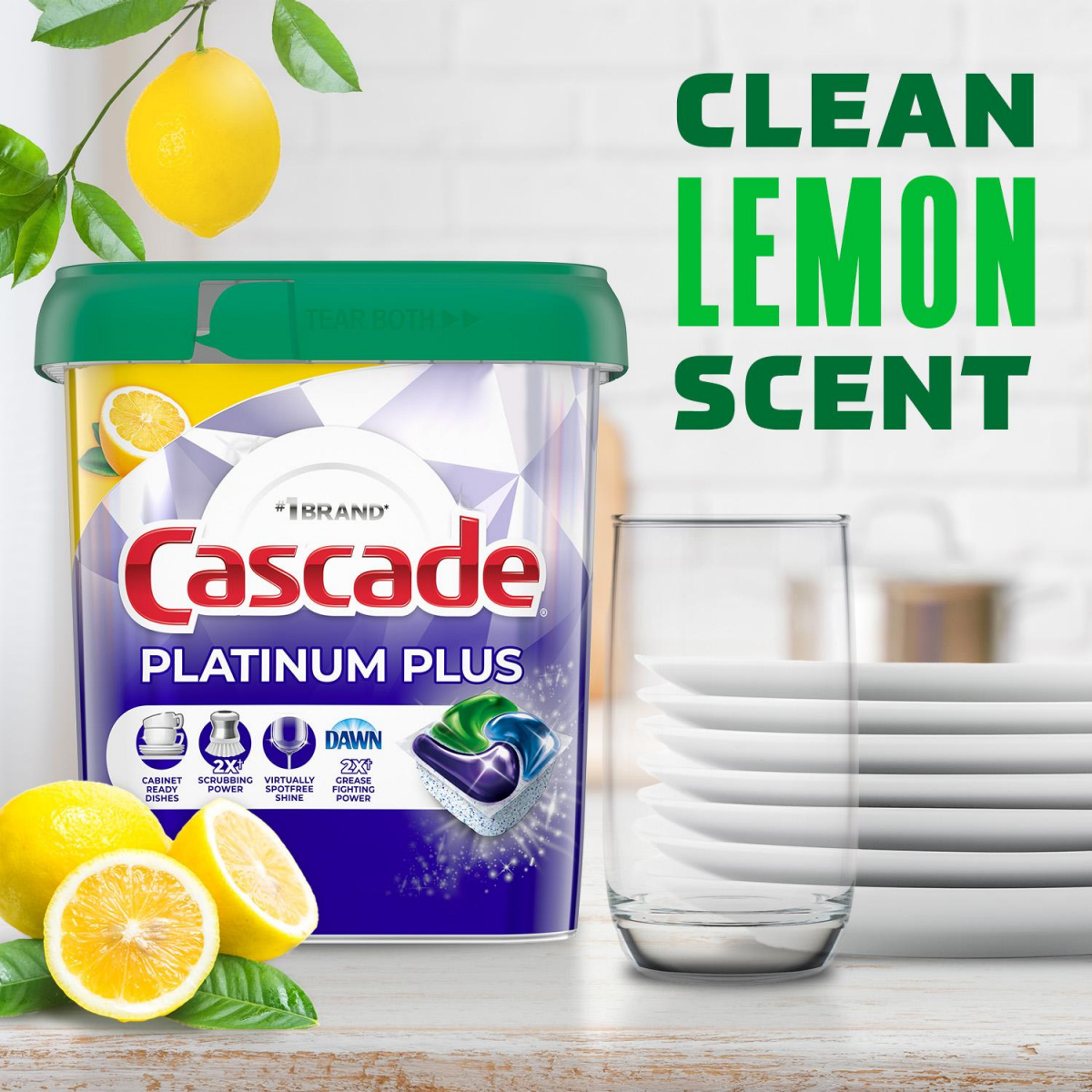 slide 11 of 28, Cascade Platinum Plus Dishwasher Pods, Dish Detergent ActionPacs, Clean Lemon, 11 ct