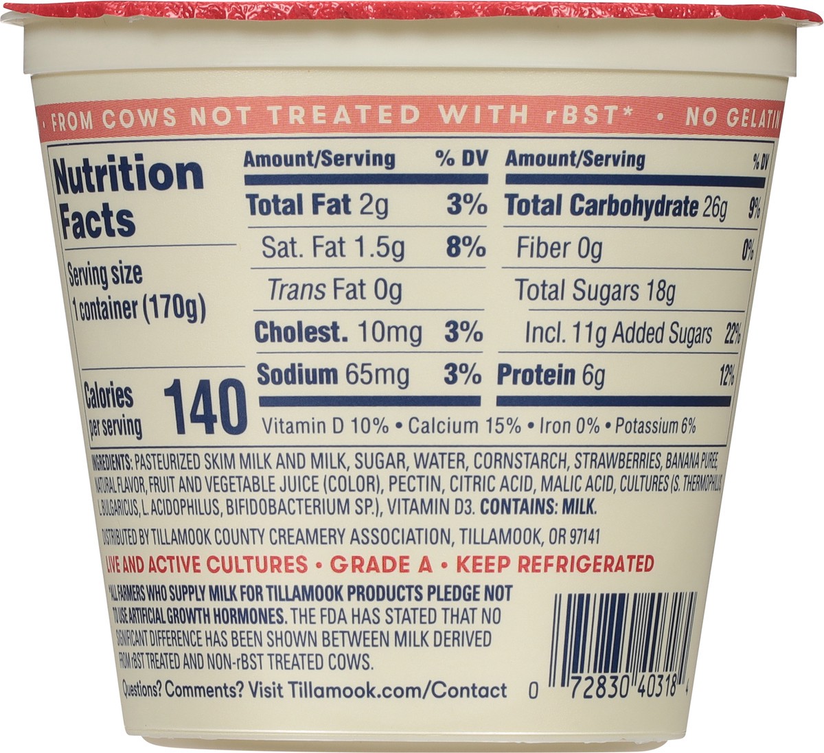slide 9 of 9, Tillamook Lowfat Strawberry Banana Yogurt 6 oz, 6 oz
