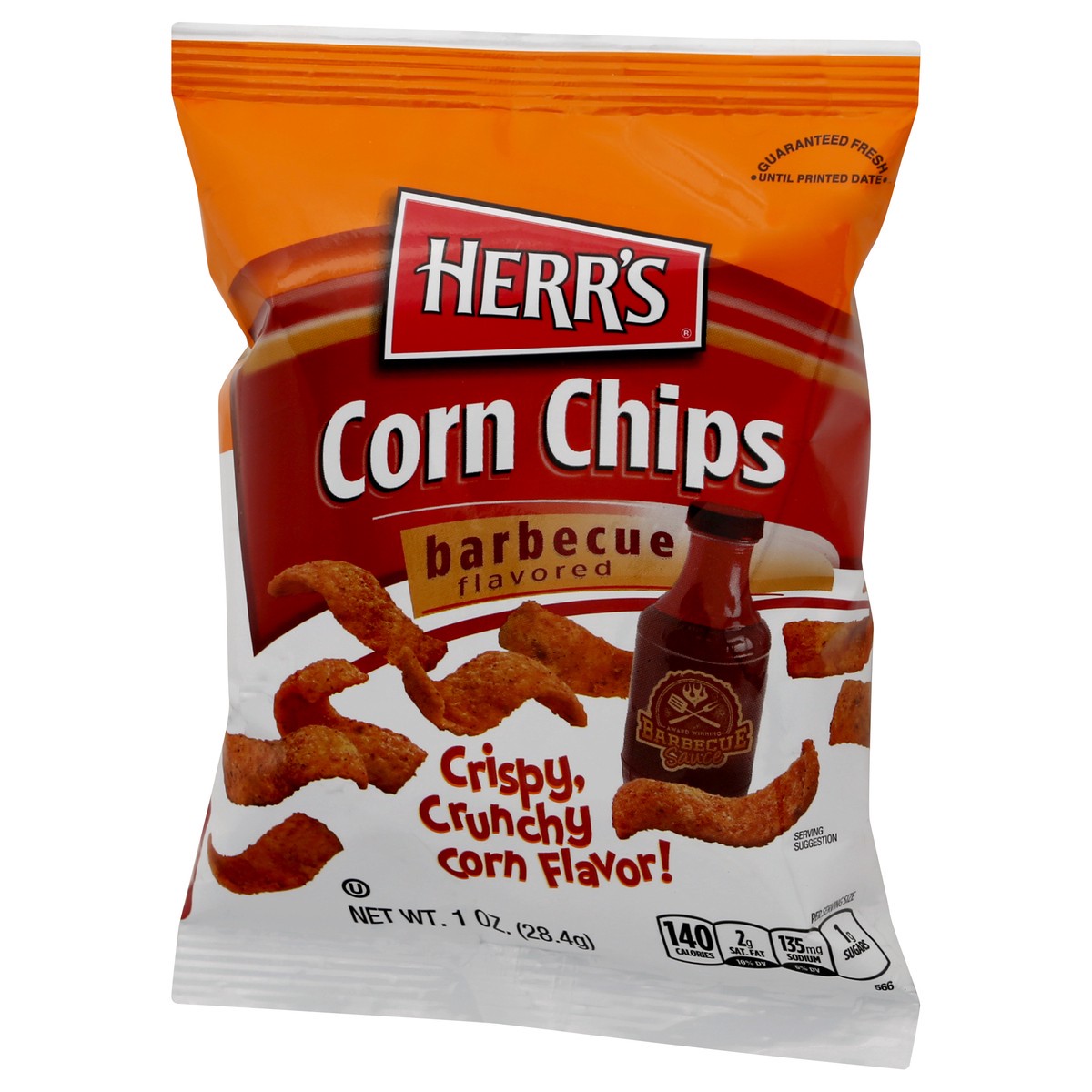 slide 1 of 9, Herr's Barbecue Flavored Corn Chips 1 oz, 1 oz