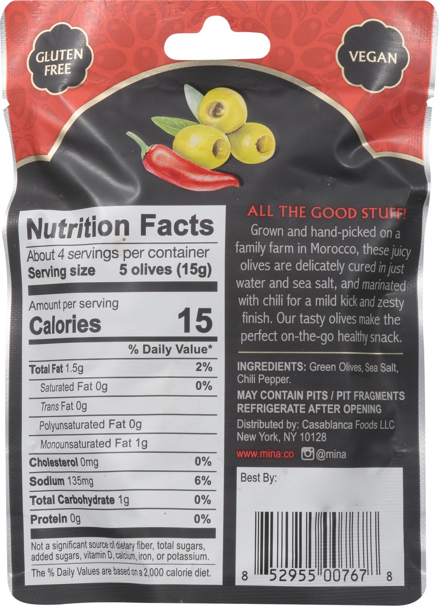 slide 15 of 15, Mina Pitted Green Olives with Chili 2.11 oz, 2.11 oz