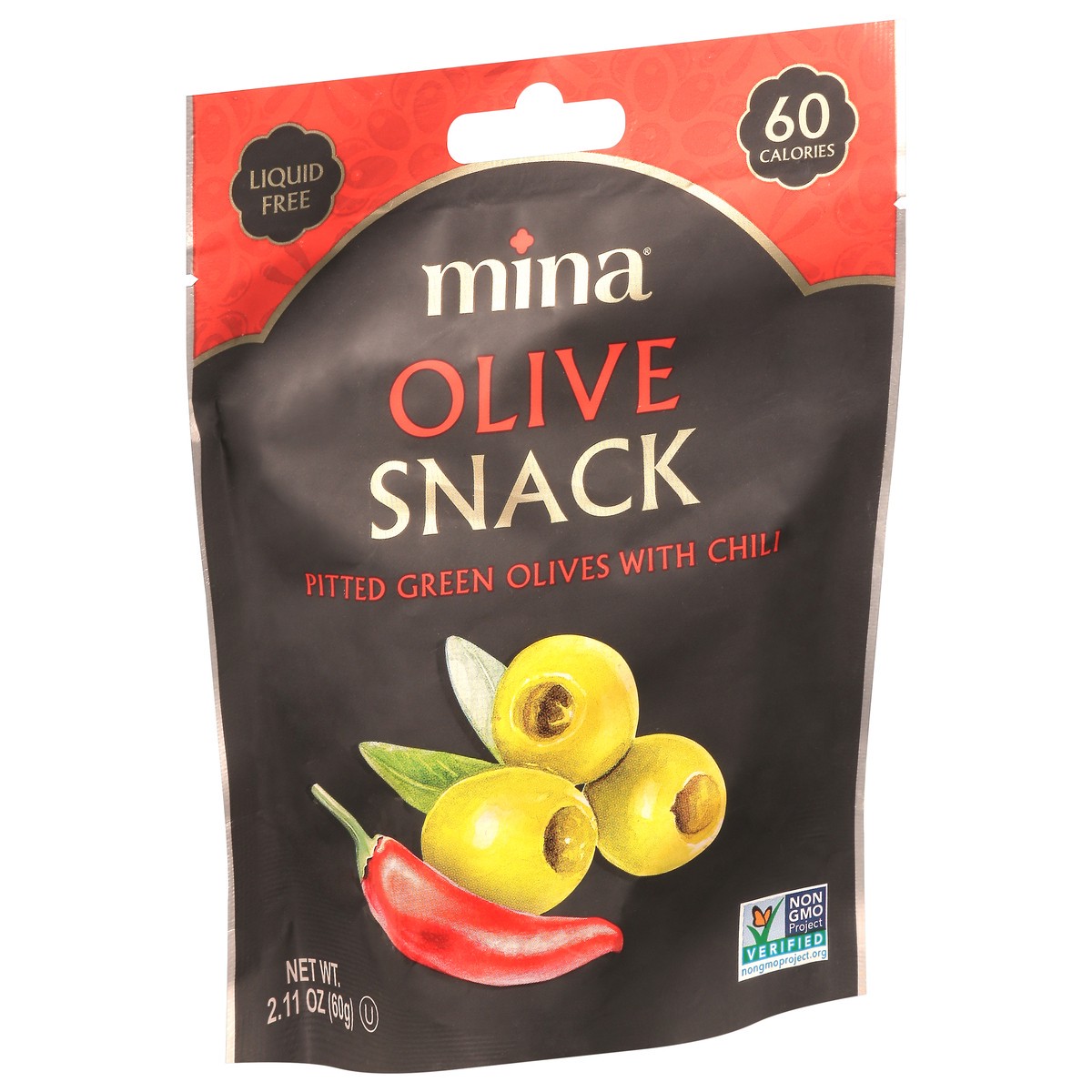 slide 5 of 15, Mina Pitted Green Olives with Chili 2.11 oz, 2.11 oz