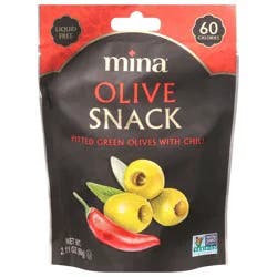 Mina Pitted Green Olives with Chili 2.11 oz