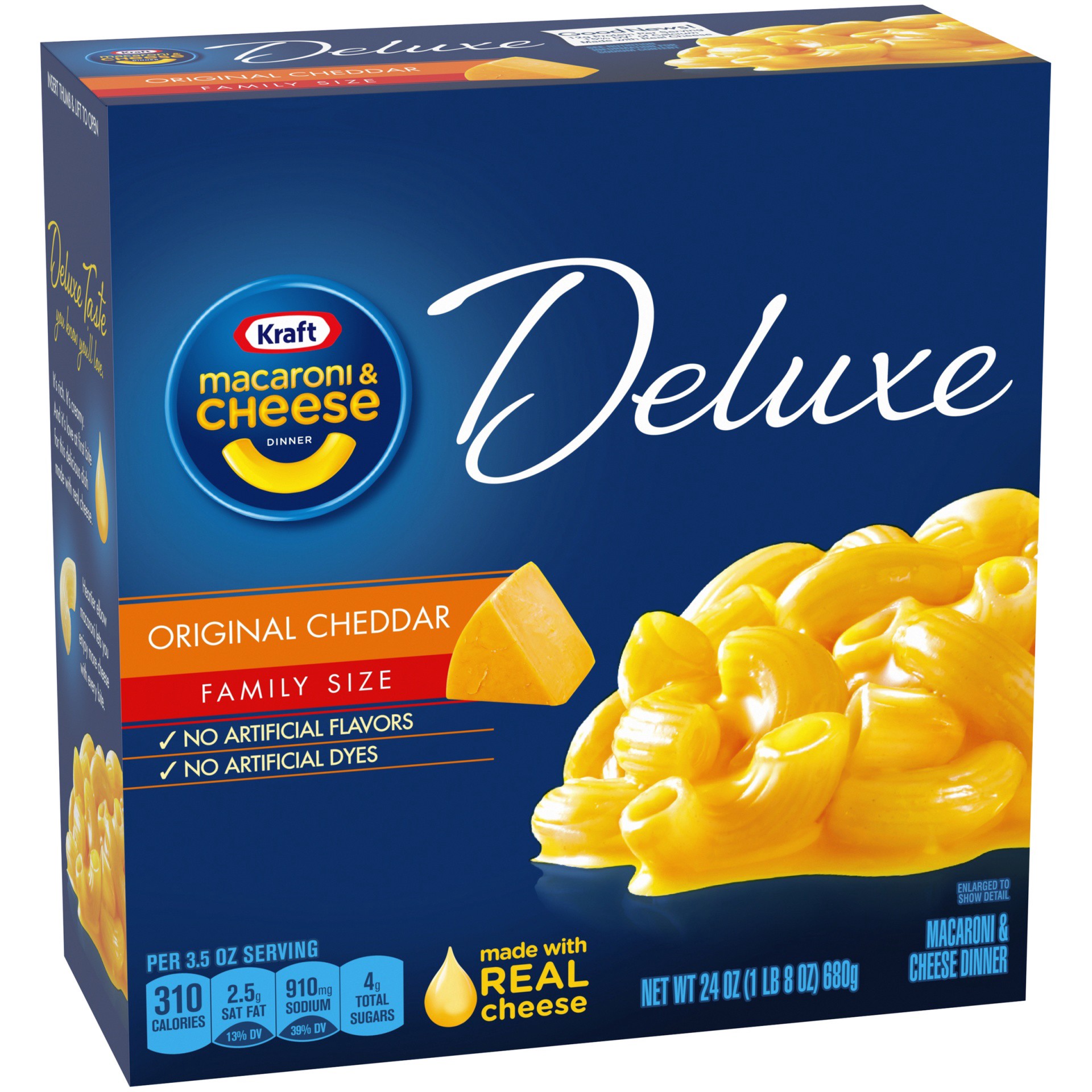 slide 5 of 6, Kraft Deluxe Original Cheddar Mac & Cheese Macaroni and Cheese Dinner Family Size, 24 oz Box, 24 oz