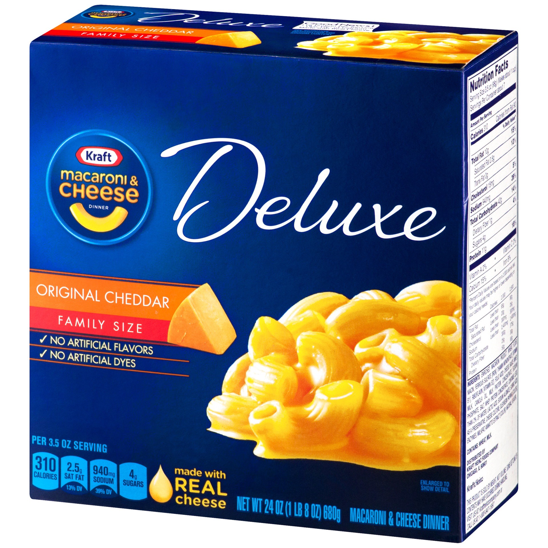 slide 6 of 6, Kraft Deluxe Original Cheddar Mac & Cheese Macaroni and Cheese Dinner Family Size, 24 oz Box, 24 oz