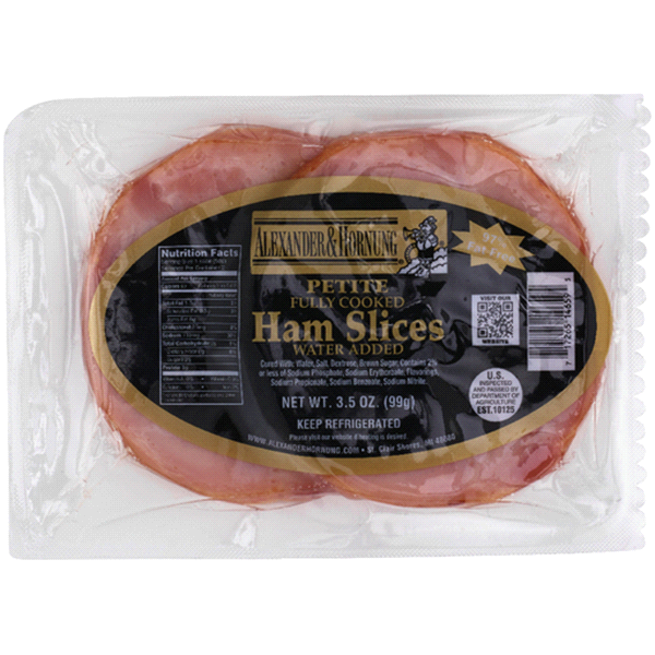 slide 1 of 1, Alexander & Hornung Petite Fully Cooked Ham Slices, 1 ct