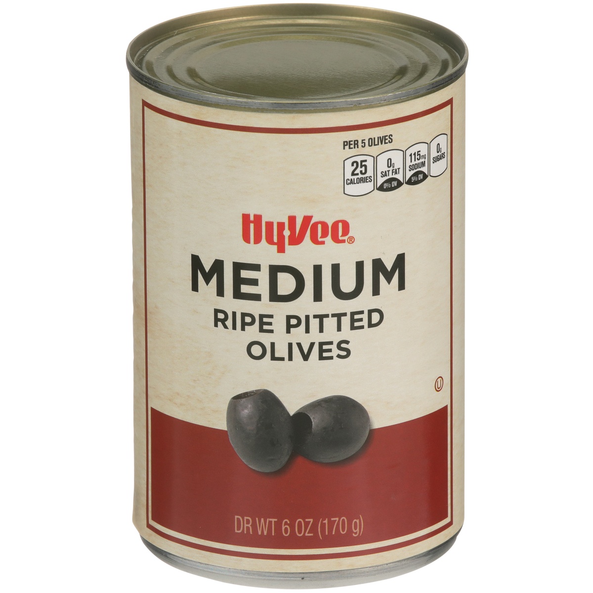 slide 1 of 1, Hy-vee Medium Ripe Pitted Olives, 6 oz