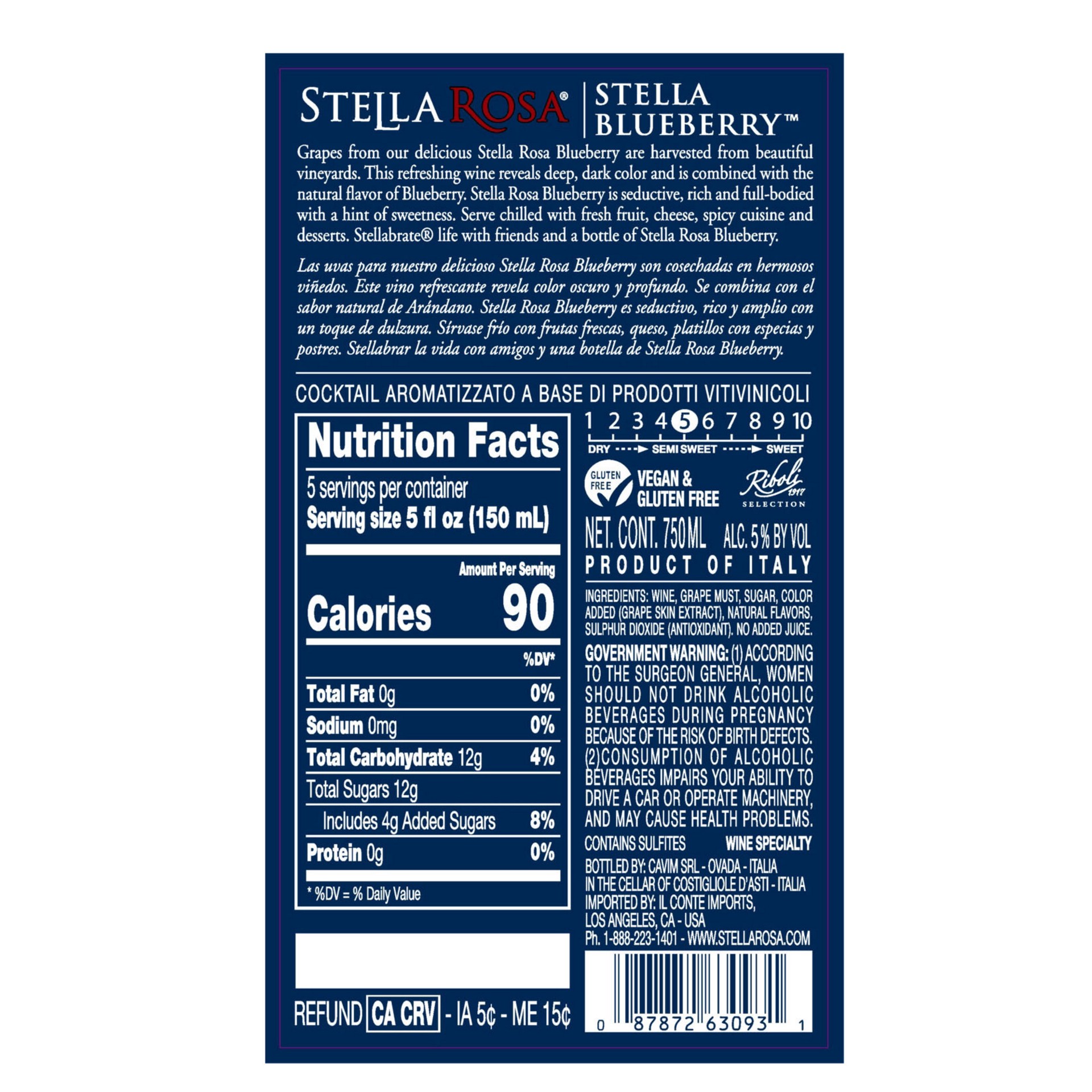 slide 7 of 9, Stella Rosa Blueberry Semi-Sweet Red Wine 750 ml, 750 ml