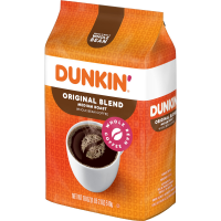 slide 4 of 19, Dunkin' Dunkin’ Original Blend Medium Roast Whole Bean Coffee, 18 Oz. Bag, 18 oz