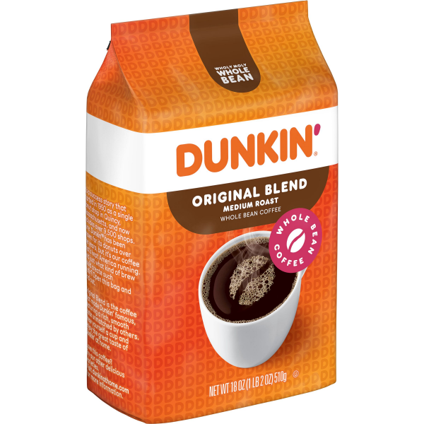 slide 17 of 19, Dunkin' Dunkin’ Original Blend Medium Roast Whole Bean Coffee, 18 Oz. Bag, 18 oz