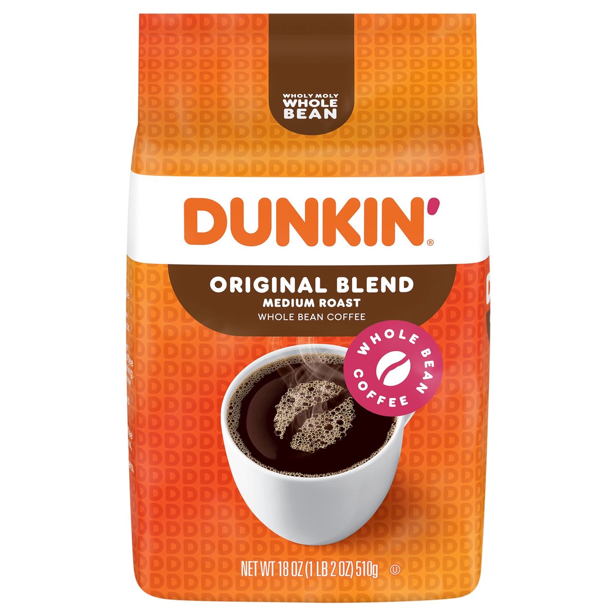 slide 1 of 19, Dunkin' Dunkin’ Original Blend Medium Roast Whole Bean Coffee, 18 Oz. Bag, 18 oz