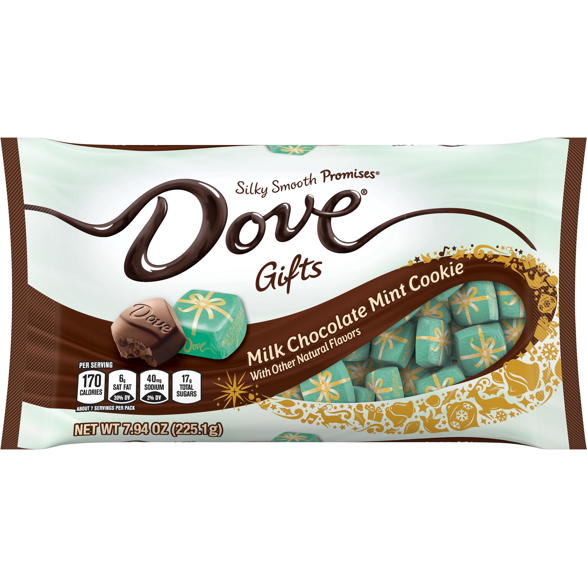 slide 1 of 8, DOVE PROMISES Milk Chocolate Holiday Mint Cookie, 7.94-Ounce Bag, 7.94 oz