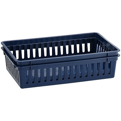 slide 1 of 1, Starplast Rectangular Navy Resin Storage Bins, 2 ct