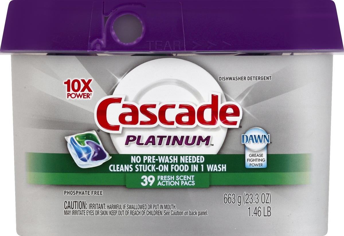 slide 1 of 1, Cascade Dishwasher Detergent 39 ea, 39 ct