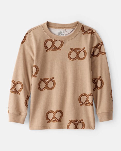 slide 1 of 2, Carter's Toddler Boy Pretzel Print Long-Sleeve Tee - Brown Brown 4T, 1 ct