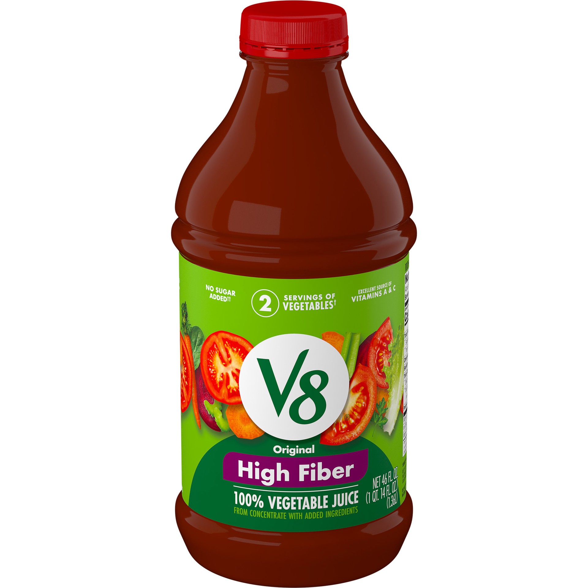 slide 1 of 5, V8 High Fiber Juice, 46 oz