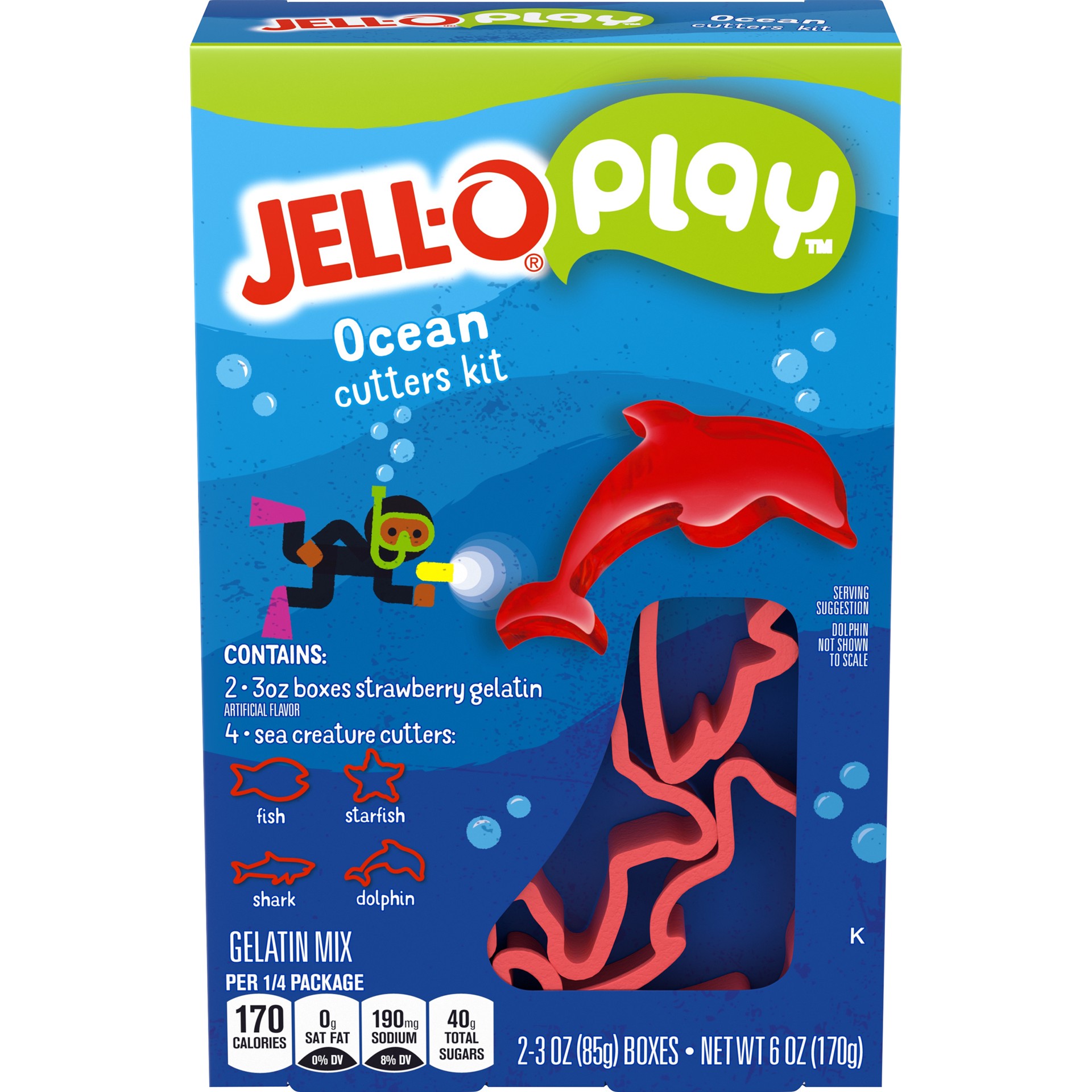 slide 9 of 10, Jell-O Play Ocean Cutters Strawberry Gelatin Mix Kit, 6 oz Box, 6 oz