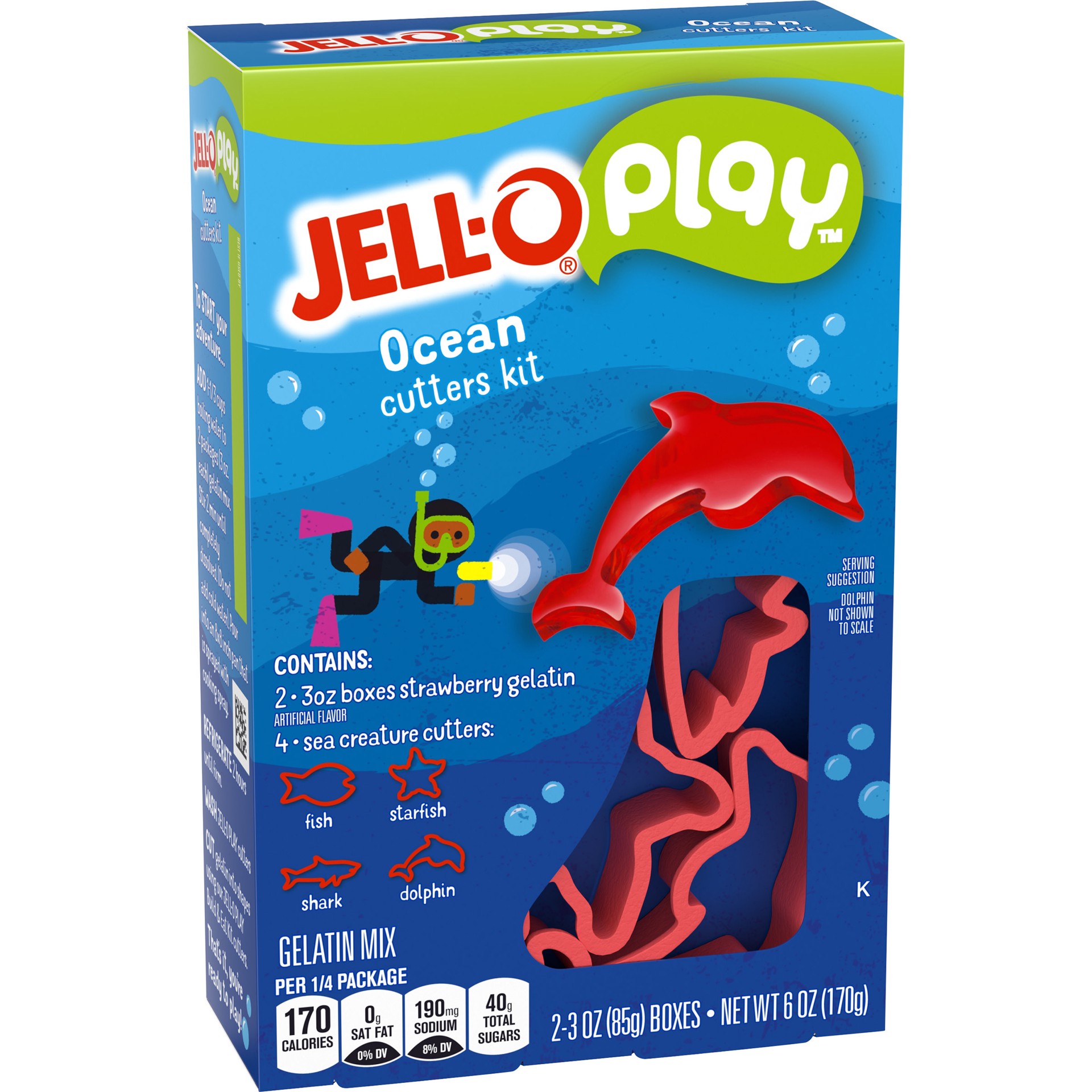 slide 6 of 10, Jell-O Play Ocean Cutters Strawberry Gelatin Mix Kit, 6 oz Box, 6 oz