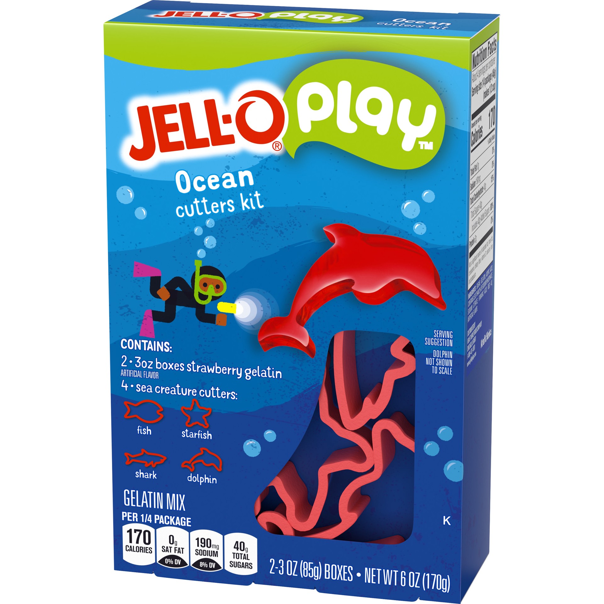 slide 4 of 10, Jell-O Play Ocean Cutters Strawberry Gelatin Mix Kit, 6 oz Box, 6 oz