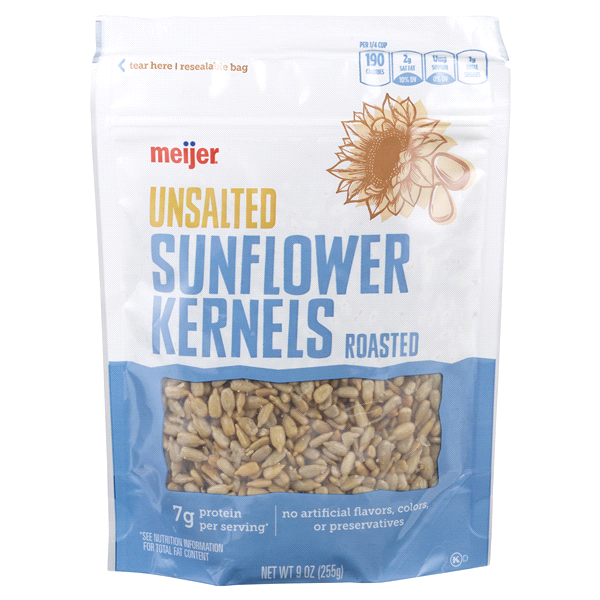 slide 1 of 2, Meijer Unsalted Roasted Sunflower Kernels, 9 oz