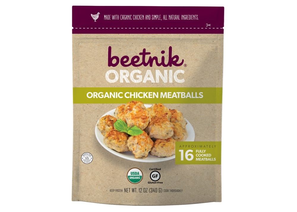 slide 1 of 1, Beetnik Organic Chicken Meatballs, 12 oz