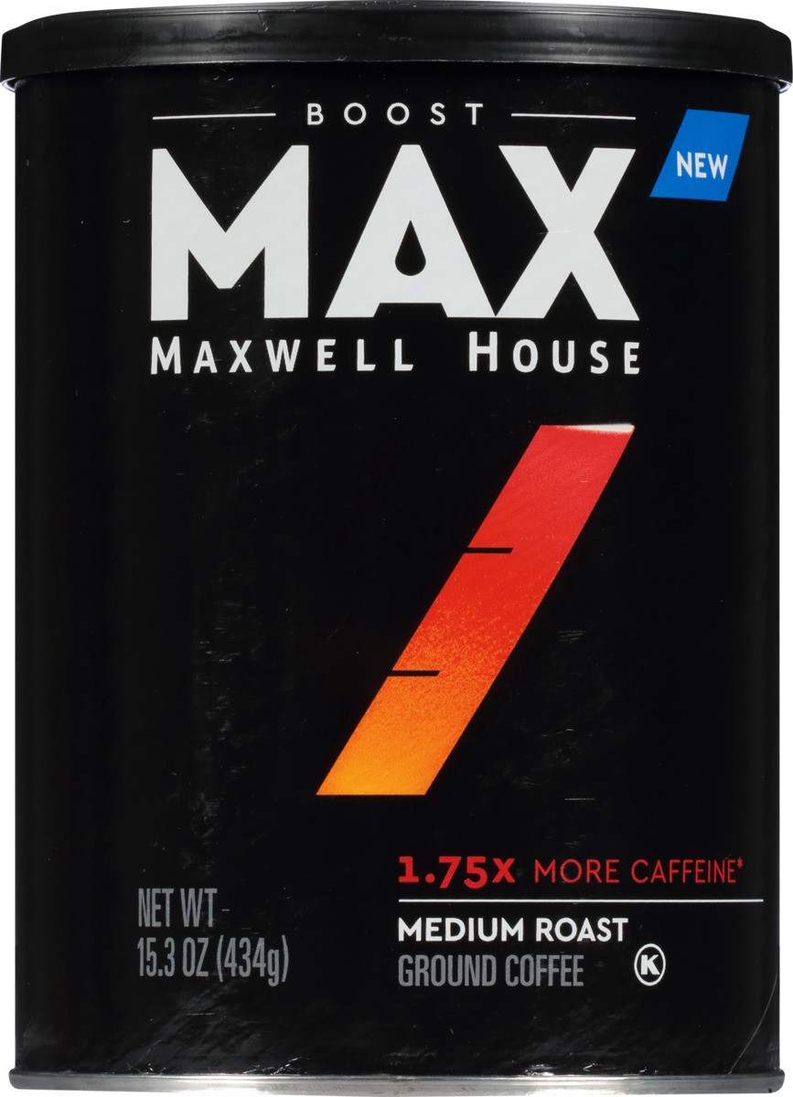 slide 6 of 7, Maxwell House Max Boost Medium Roast Ground Coffee with 1.75X More Caffeine ister, 15.3 oz