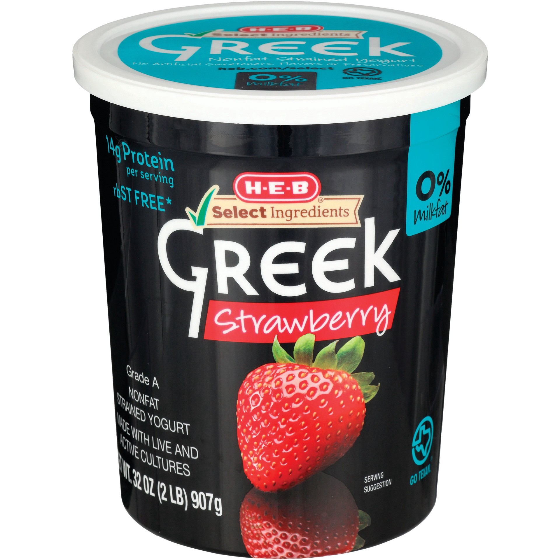 slide 1 of 1, H-E-B Greek Yogurt, Strawberry, 32 oz