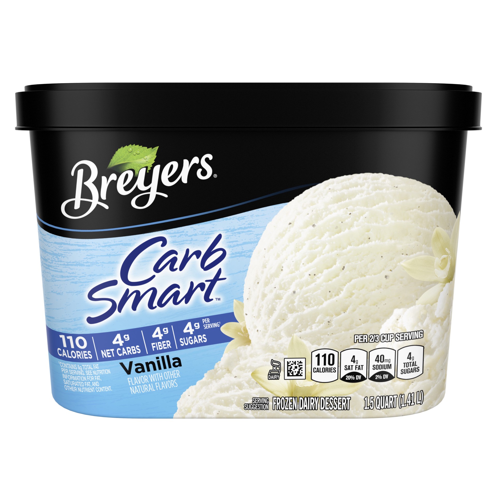 slide 1 of 5, Breyers CarbSmart™ Frozen Dairy Dessert Vanilla, 48 oz, 48 oz