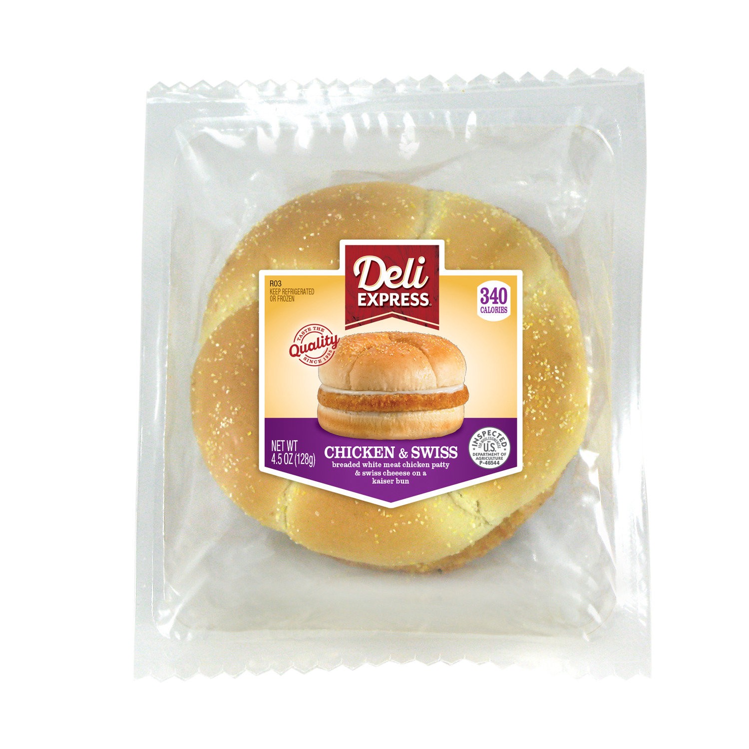 slide 1 of 1, Deli Express Chicken & Swiss Sandwich, 4.5 oz