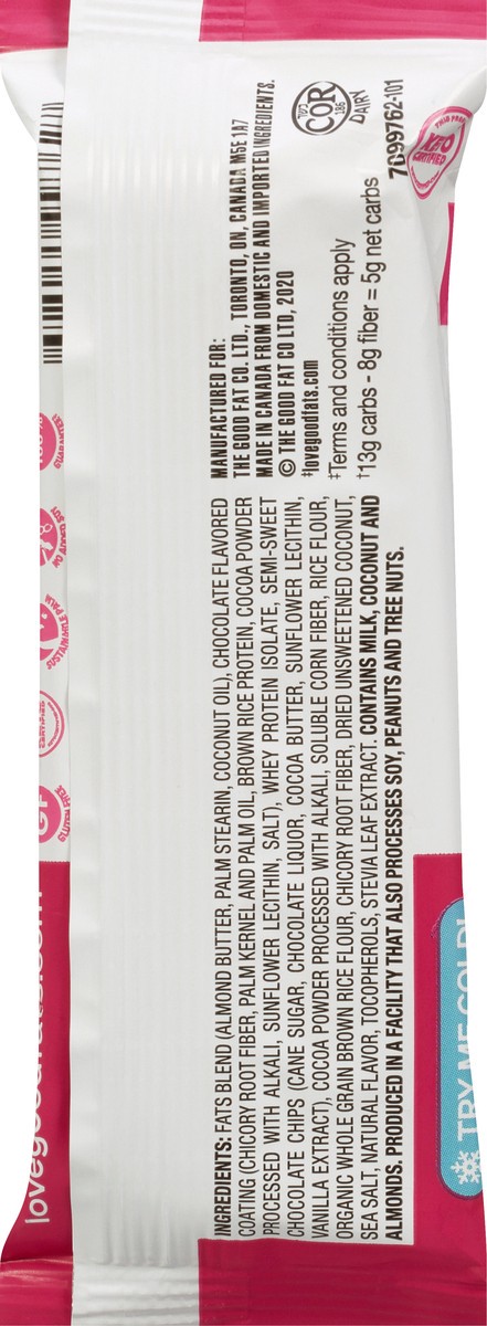 slide 11 of 12, Love Good Fats Coconut Chocolate Chip Protein Bar 1.38 oz, 1.38 oz