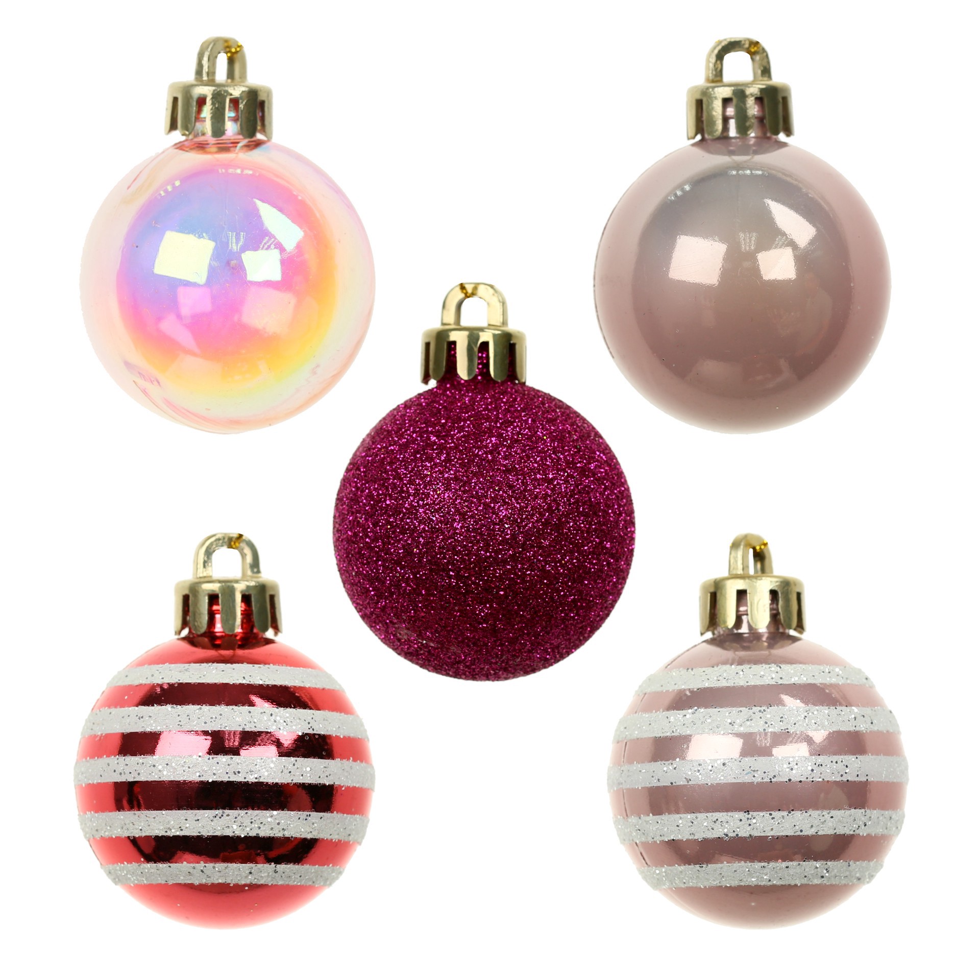 slide 2 of 3, 7 Pack 1.5" Pink Striped Shatterproof Ball Ornaments By Ashland, 7 ct
