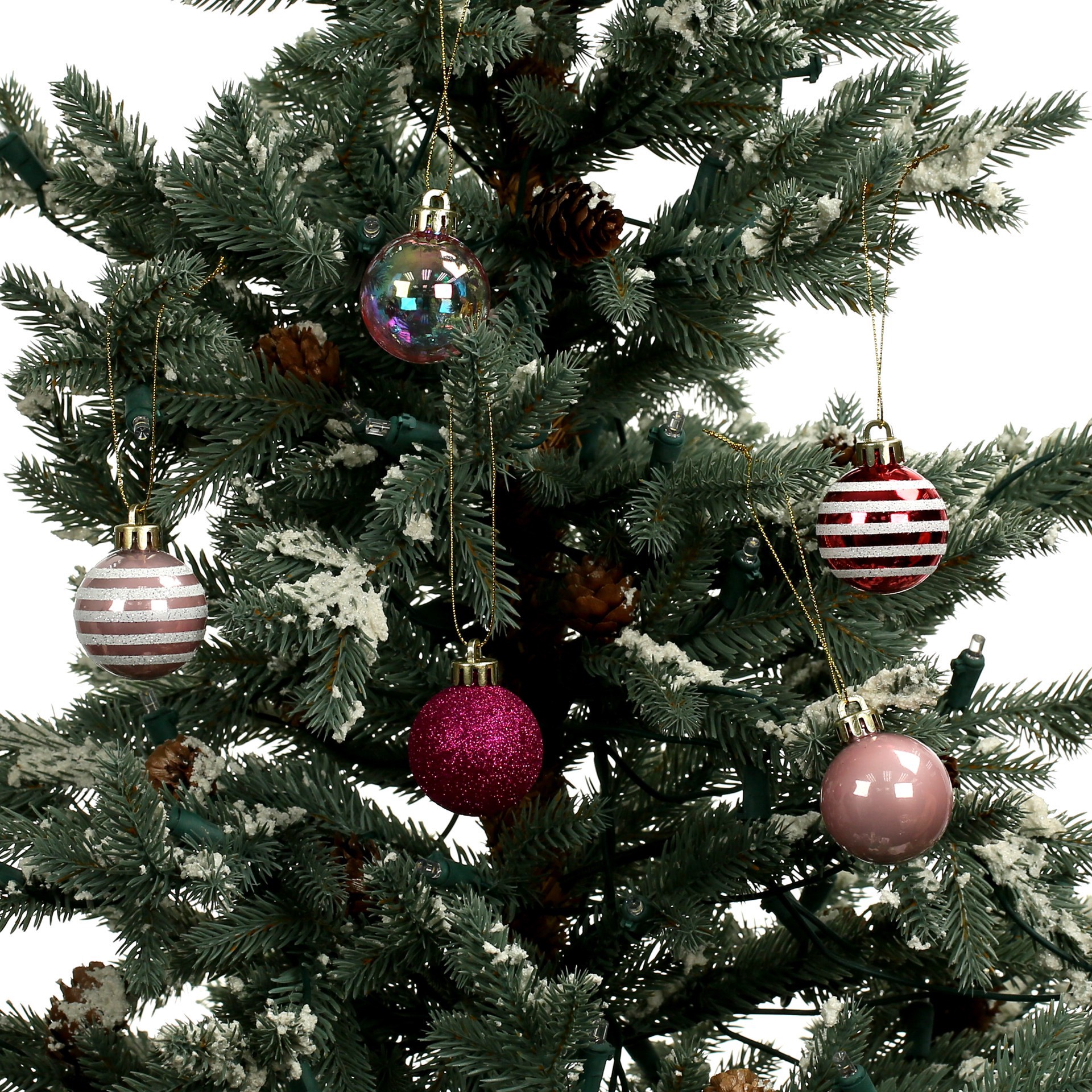 slide 3 of 3, 7 Pack 1.5" Pink Striped Shatterproof Ball Ornaments By Ashland, 7 ct