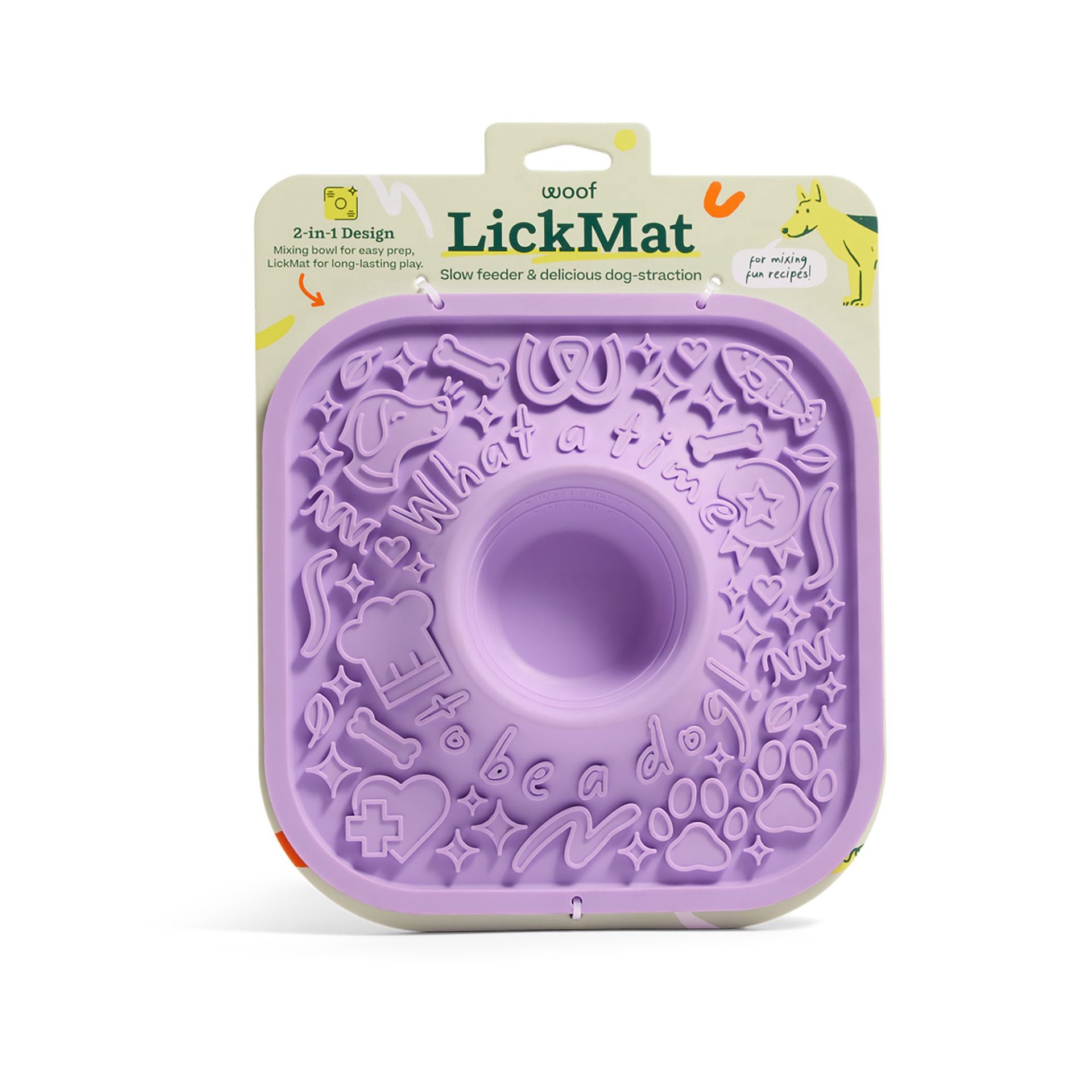 slide 1 of 1, Woof Puzzle Slow Feeder Lick Dog Mat, 8 inx8 in