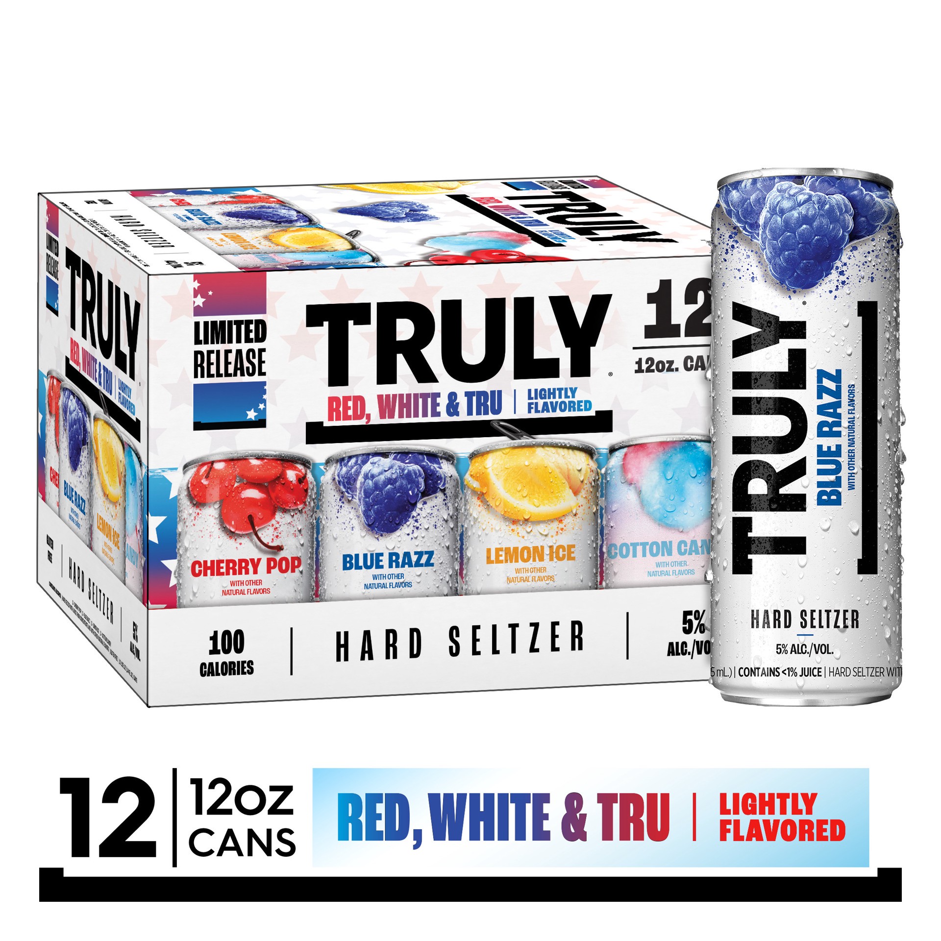 slide 1 of 6, TRULY Hard Seltzer Red, White & TRU Party Pack Variety (12 fl. oz. Can, 12pk.), 12 ct; 12 oz