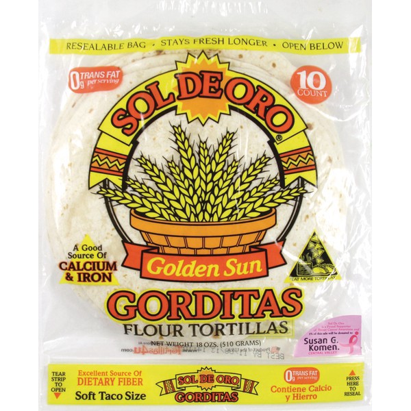 slide 1 of 1, Sol De Oro Gordito Flour Tortillas, 35.5 oz