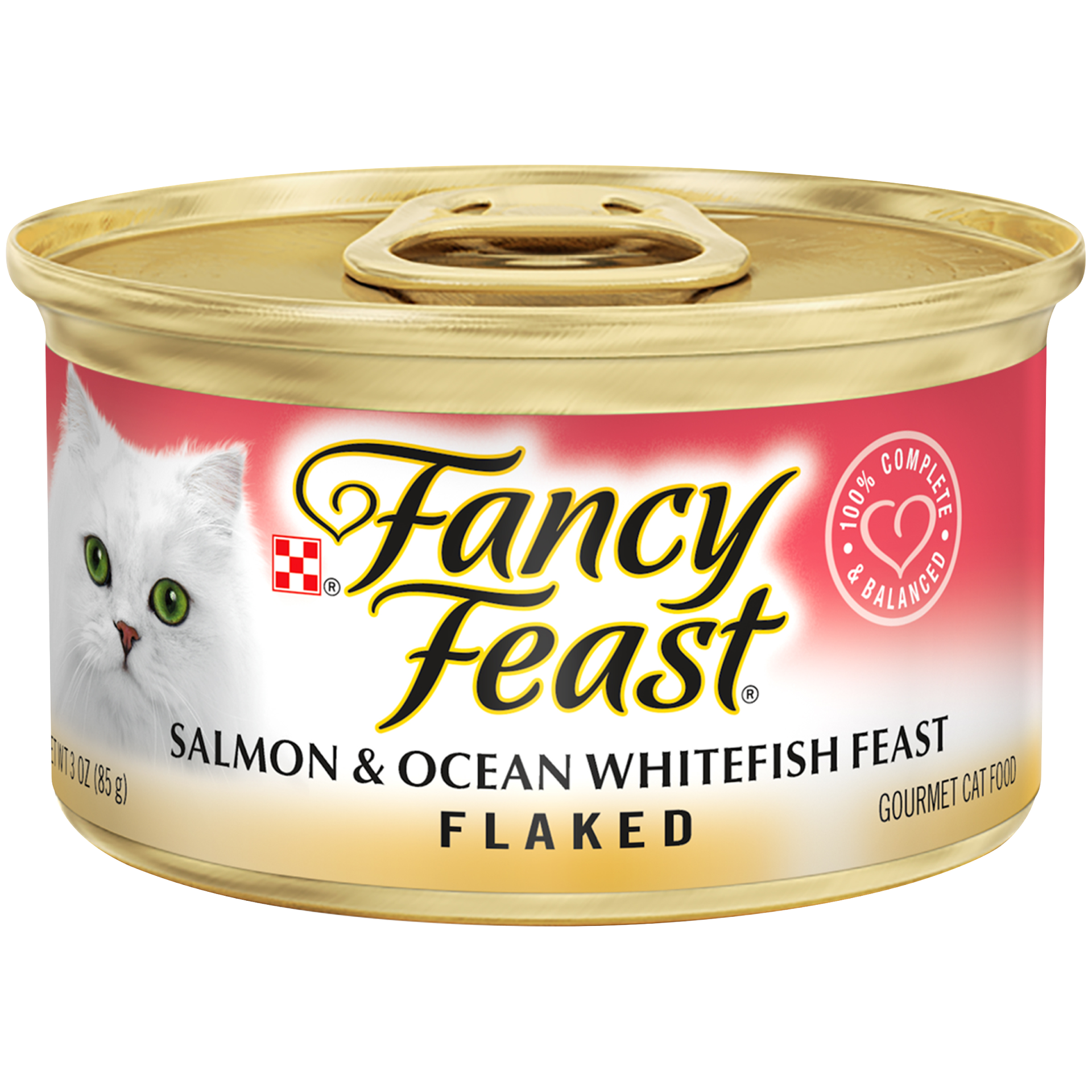 slide 1 of 4, Fancy Feast Purina Fancy Feast Flaked Salmon & Ocean Whitefish Feast Cat Food, 3 oz