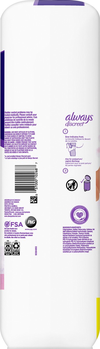 slide 5 of 5, Always Discreet for Sensitive Skin Underwear L, 24 ct