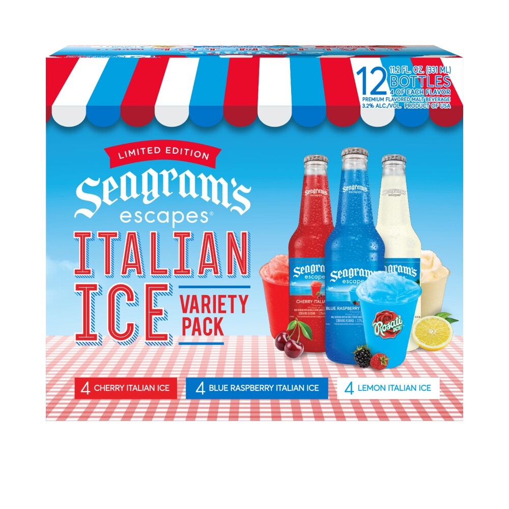 slide 1 of 1, Seagram's Escapes Italian Ice Flavored Malt Beverage Variety Pack, 11 oz