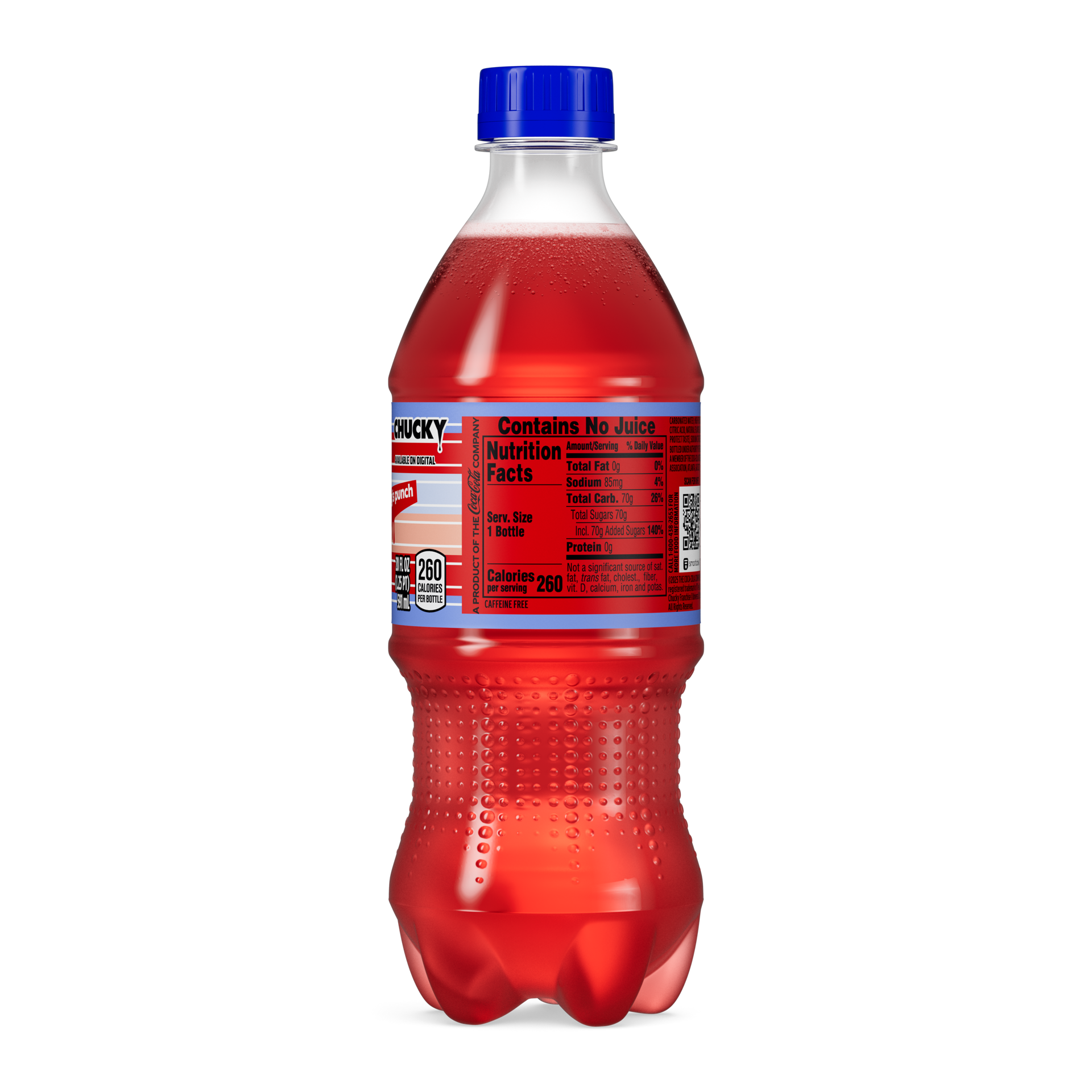 slide 4 of 5, Fanta Fruit Punch Caffeine Free Soda Soft Drink, Chucky's Punch Halloween Edition, 20 fl oz, bottle, 20 fl oz