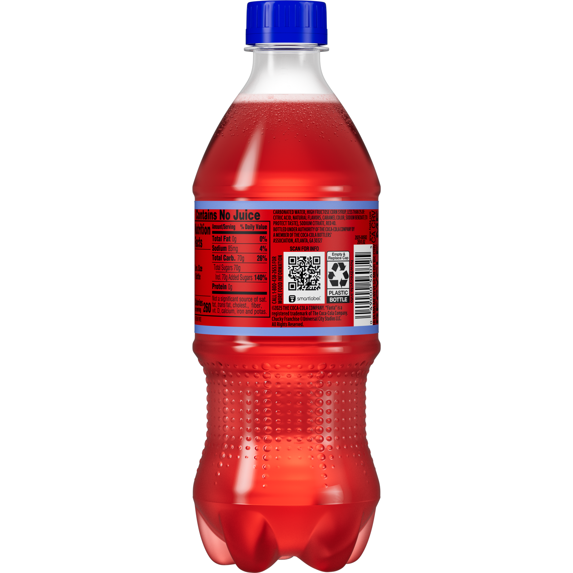 slide 2 of 5, Fanta Fruit Punch Caffeine Free Soda Soft Drink, Chucky's Punch Halloween Edition, 20 fl oz, bottle, 20 fl oz