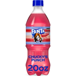 Fanta Fruit Punch Caffeine Free Soda Soft Drink, Chucky's Punch Halloween Edition, 20 fl oz, bottle