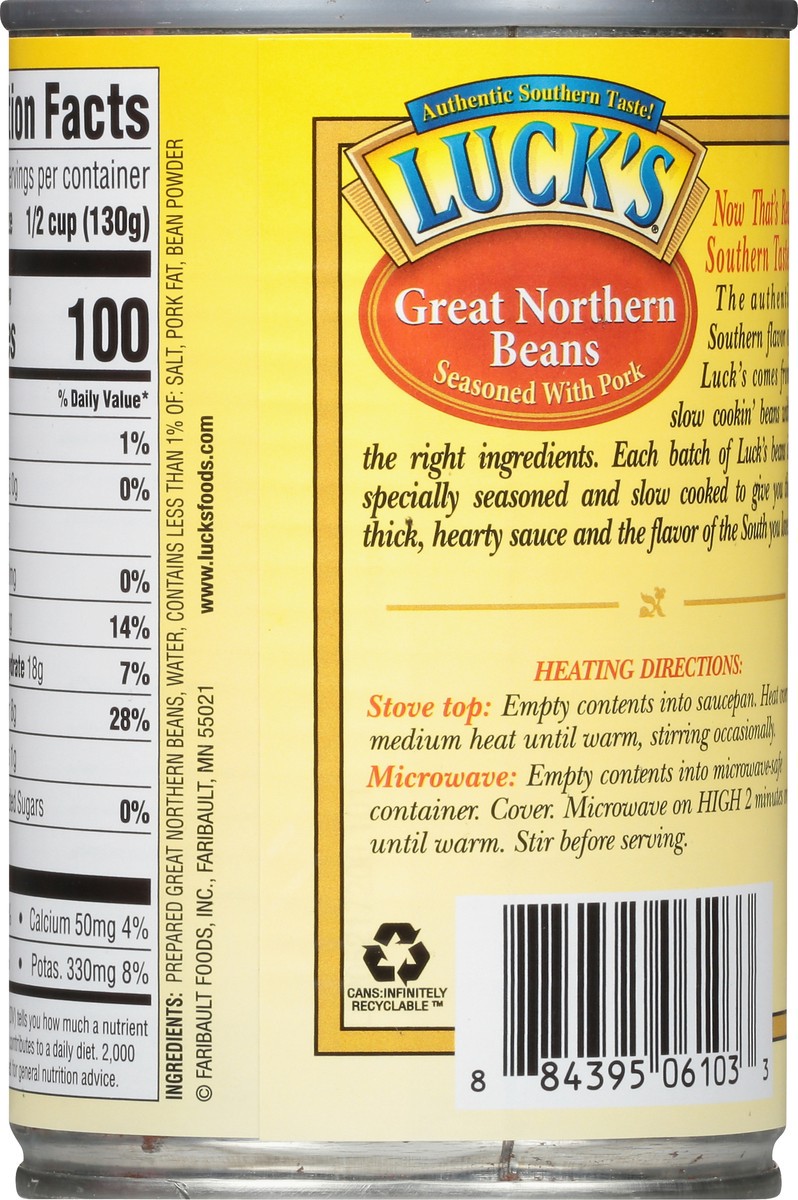 slide 5 of 13, Luck's Seasoned with Pork Great Northern Beans 15 oz, 15 oz