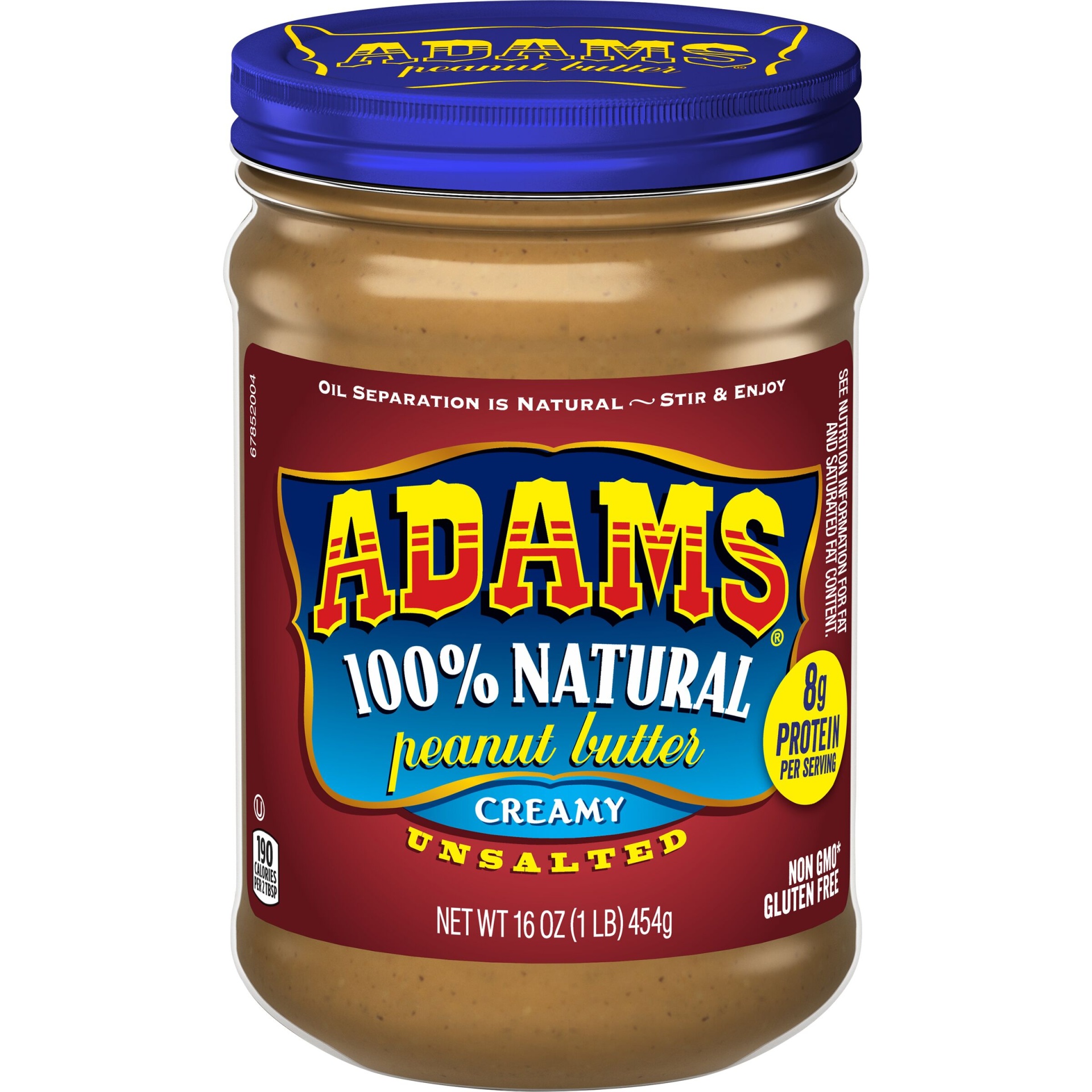 slide 1 of 7, Adams Adam's Natural Unsalted Creamy Peanut Butter, 16-Ounce, 16 oz