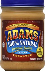 Adams Adam's Natural Unsalted Creamy Peanut Butter, 16-Ounce