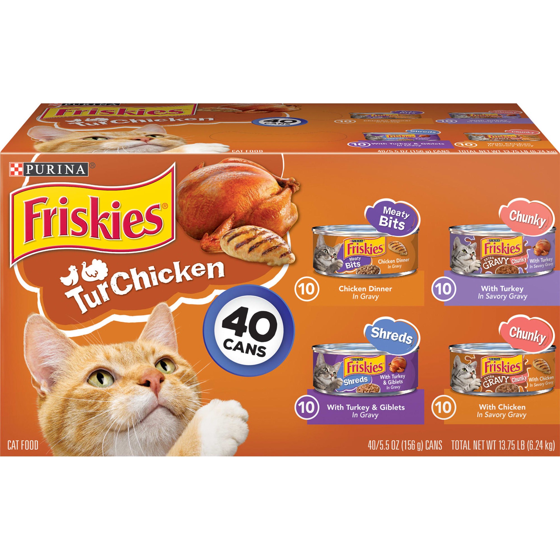 slide 1 of 29, Friskies Purina Friskies Gravy Wet Cat Food Variety Pack, TurChicken Extra Gravy Chunky, Meaty Bits & Shreds, 13.75 lb